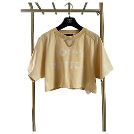 Top Louis Vuitton Amarillo de Algodón de Manga Corta con Logo Cadena