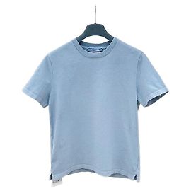T-shirt Prada azul de algodão com logótipo de triângulo
