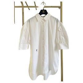 Dior White Cotton Shirt with Bee Embroidery and Puff Sleeves