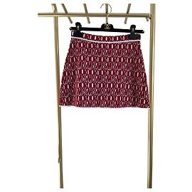 Jupe courte Dior rouge en soie avec imprimé logo