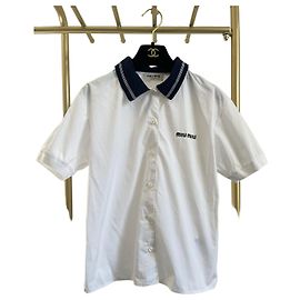 Camisa Miu Miu Branca de Algodão Estilo Colegial