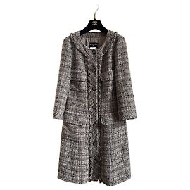 Abrigo Chanel Edinburgh de tweed gris a cuadros