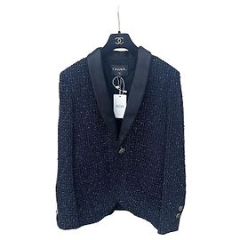 Giacca Chanel in tweed blu navy taglia 40