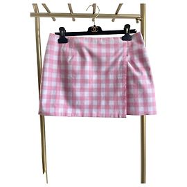Prada Pink and White Checkered Cotton Skirt