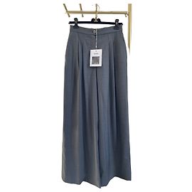 Pantalones de pierna ancha de lana gris Chanel 22C