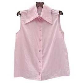 Chanel Pink Silk Sleeveless Collared Top
