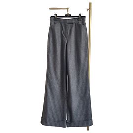 Pantalones Chanel de lana a rayas de talle alto