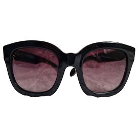 Linda Farrow Black Leather Sunglasses
