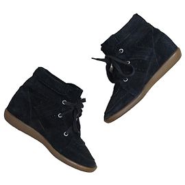 Isabel Marant Bobby High-Top Sneakers Black Suede