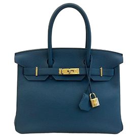 Hermès Birkin 30 sac à main en cuir bleu