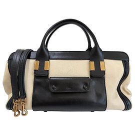 Chloé Alice Drew Sac à main en cuir bicolore Noir et Beige