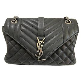 Autre Marque Saint Laurent College Bolsa de ombro em couro preto