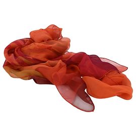 Sciarpa Stola in Voile di Seta Soleil de Soie Orange Red Vintage Hermès