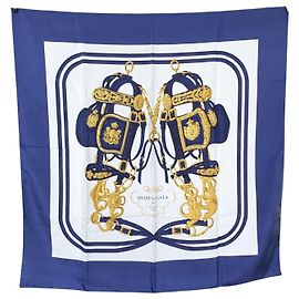 Hermès Foulard Hermes Vintage Brides de Gala 1957 Grygkar in seta blu navy