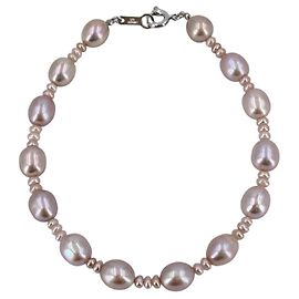 Autre Marque Bracelet en perles d'eau douce vintage roses 6 mm ovales avec fermoir à ressort
