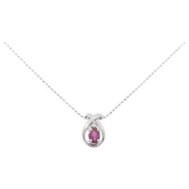 Autre Marque Collar de oro blanco Au750 con rubí y diamante