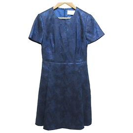 Vestido em jacquard com motifos de folhas Hugo Boss
