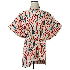 Blusa poncho in seta con stampa a labbra Valentino