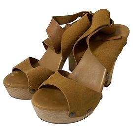 Autre Marque Sandales à talons hauts Sergio Rossi en daim avec semelle en bois