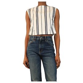 Autre Marque Top tecido riscado cropped Richard branco e azul marinho - size XS