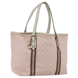 Saco Tote GUCCI GG Canvas Sherry Line Rosa Ouro khaki 139260