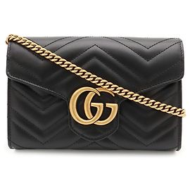 GUCCI GG Marmont Schultertasche aus schwarzem gestepptem Leder