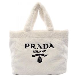 Prada Terry Lettering Logo Tote Bag