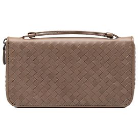 Portafoglio a tracolla Bottega Veneta in Nappa Intrecciato marrone