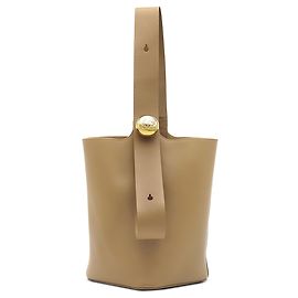 Borsa a secchiello Pebble LOEWE Medium in pelle di vitello liscia marrone