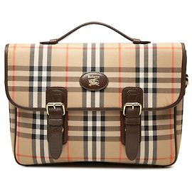Burberry Beige Haymarket Check Canvas Business Bag