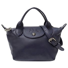 Longchamp Handtasche aus Leder in Navy