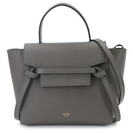 Céline Celine Riñonera/Bolso de mano de cuero gris