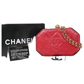 Chanel Vintage Chain Frame Quilted Lambskin Small