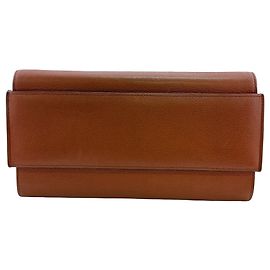 Hermès Carteira longa Hermes em couro castanho