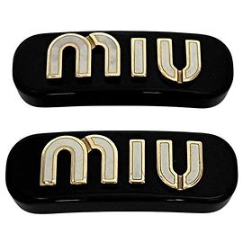 Set de pinzas para el pelo Miu Miu Black Barrette Hairpin Set