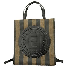 Fendi Pecan Handbag Brown and Black PVC