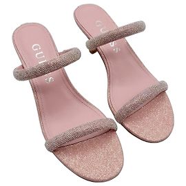 Guess Sandali con tacco rosa glitterati con strass