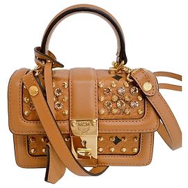 Bolso de hombro de cuero MCM Visetos Monogram