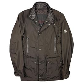 Giacca Belstaff Gold Label da uomo in nylon e pelle marrone, impermeabile, taglia S-M
