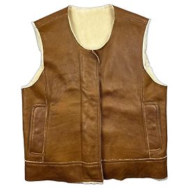 Gilet in pelle e montone Burberry London marrone da donna Taglia M