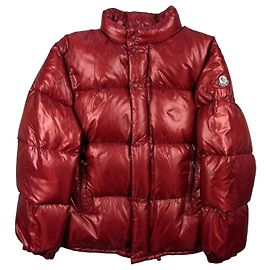Chaqueta Puffer Moncler Vintage Roja Brillante con Capucha 90s Talla XS-S