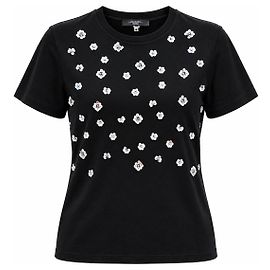 Weekend Max Mara T-shirt nera con paillettes floreali