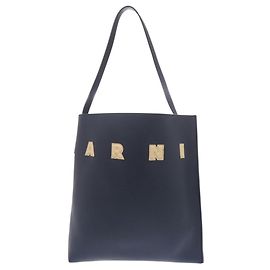 Borsa hobo Marni Museo Medium in pelle blu navy