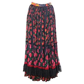 Falda maxi escalonada con flecos florales Dolce & Gabbana