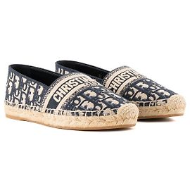 DIOR - Espadrillas Granville Dior in tela Dior Oblique blu navy e beige (T39)