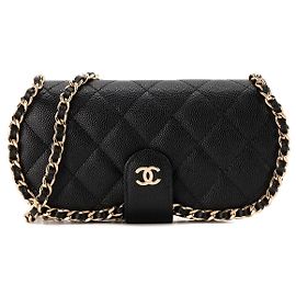CHANEL - Borsa a tracolla/Astuccio per occhiali Chanel in pelle caviar nera