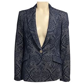 Etro Dark Blue Denim Jacquard Jacket