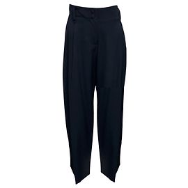 Alexander Mcqueen Calças de Lã Tailored de Perna Larga McQueen Navy