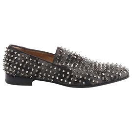 Mocassins en laine camouflage Spike Studs Christian Louboutin en gris x noir, taille EU 42.5