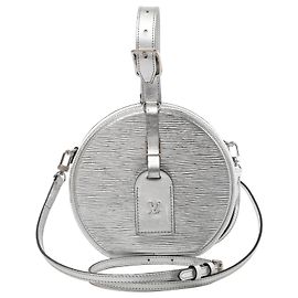 Borsa a tracolla Louis Vuitton Petite Boite Chapeau in pelle Epi Silver M53074